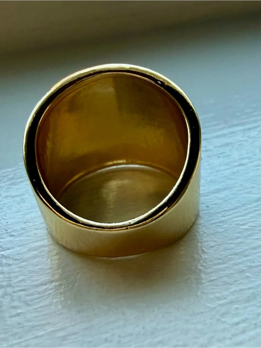 NEW! 18k Gold Plated & Black Enamel Wide Dome Ring - size 6.5